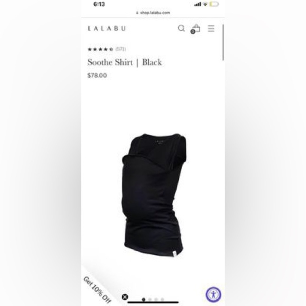 Baby Wearing Lalabu Soothe Shirt Black Size Medium